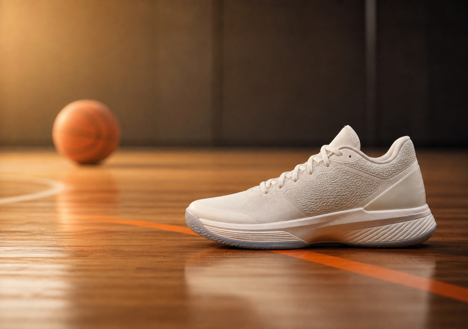Sneaker de perfil bajo sobre una cancha interior